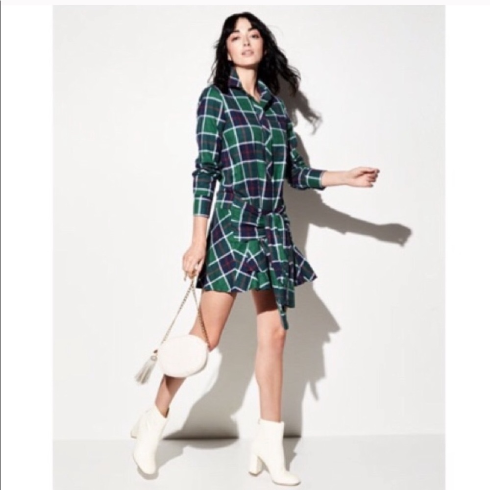 Derek Lam 10 Crosby Plaid Tie-Waist Shirt Dress 0